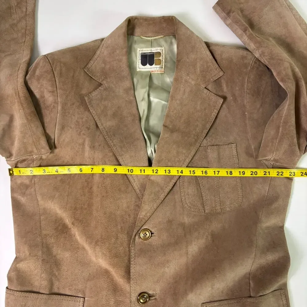 Vintage 70's William Barry Western Suede Leather Blazer Men's 46 Cowboy Jacket